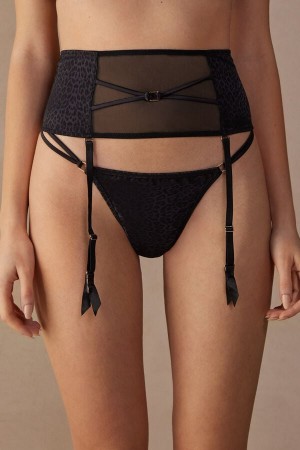 Bielizna Intimissimi Cool Minimal Garter Belt Damskie Czarne | PL4152FM