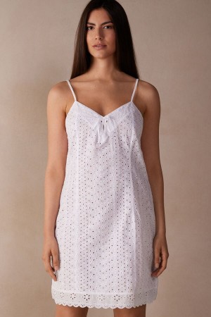 Bielizna Intimissimi Hello Sunshine Sangallo Koronkowe Chemise Damskie Białe | PL4101DN