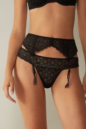 Bielizna Intimissimi Koronkowe Garter Belt Damskie Czarne | PL4164OR