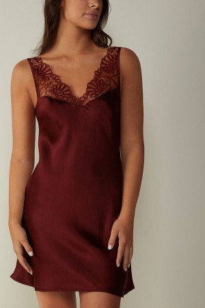 Bielizna Intimissimi Romantic Life Silk Chemise Damskie Ciemny Czerwone | PL4127ZG