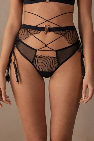 Bielizna Intimissimi Steal the Show Garter Belt Damskie Czarne | PL4158GL