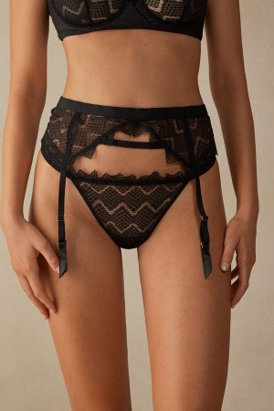 Bielizna Intimissimi Urban Nomad Garter Belt Damskie Czarne | PL4161SO