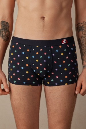 Boxer Intimissimi Billiard in Stretch Supima® Bawełniane Męskie Niebieskie | PL3415TV