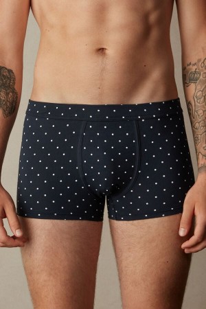 Boxer Intimissimi Dotted in Stretch Supima® Bawełniane Męskie Niebieskie | PL3403HK