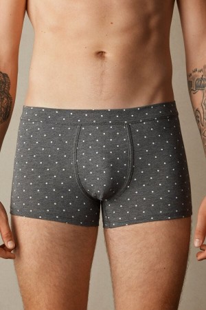 Boxer Intimissimi Dotted in Stretch Supima® Bawełniane Męskie Jasny Szare | PL3397CE