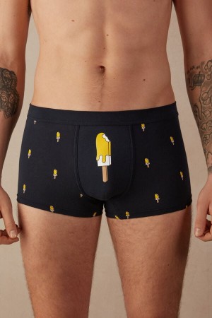 Boxer Intimissimi Ice Cream in Stretch Supima® Bawełniane Męskie Niebieskie Kremowe | PL3407DN