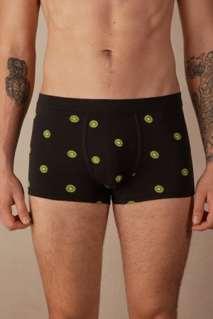 Boxer Intimissimi Kiwi in Stretch Supima® Bawełniane Męskie Czarne | PL3408SO