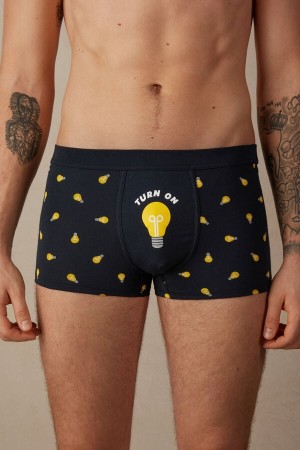 Boxer Intimissimi Light Bulb in Stretch Supima® Bawełniane Męskie Niebieskie Głęboka | PL3434AP