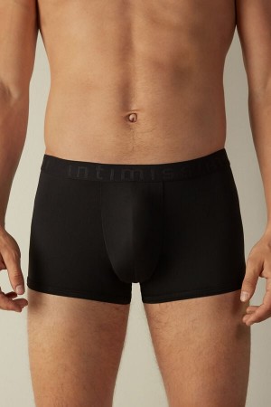Boxer Intimissimi Microfiber Logo Shorts Męskie Czarne | PL3444QZ