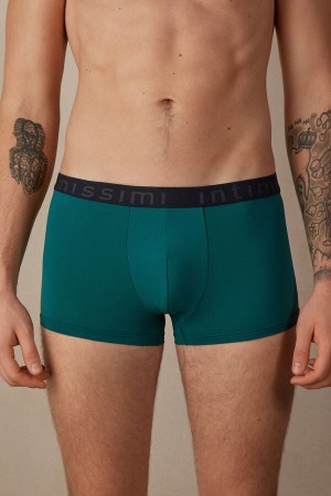 Boxer Intimissimi Microfiber Logo Shorts Męskie Turkusowe Zielone Niebieskie | PL3412IS
