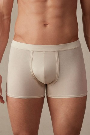 Boxer Intimissimi Natural Fresh Supima® Bawełniane Męskie Beżowe | PL3468RW