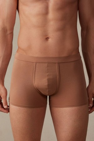 Boxer Intimissimi Natural Fresh Supima® Bawełniane Męskie Beżowe | PL3467TV