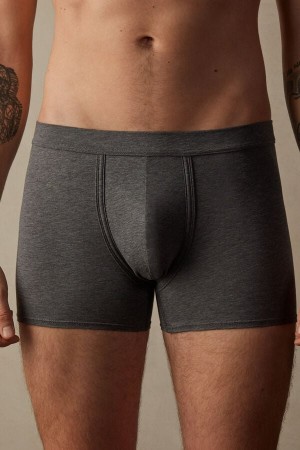 Boxer Intimissimi Natural Fresh Supima® Bawełniane Męskie Jasny Szare Niebieskie | PL3464IS