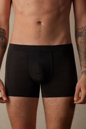 Boxer Intimissimi Natural Fresh Supima® Bawełniane Męskie Czarne | PL3392QZ