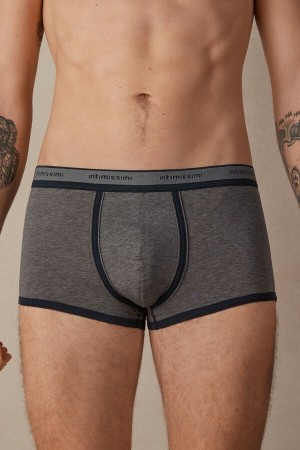Boxer Intimissimi Natural Fresh Supima® Bawełniane with Logo Męskie Jasny Szare Niebieskie | PL3390EX