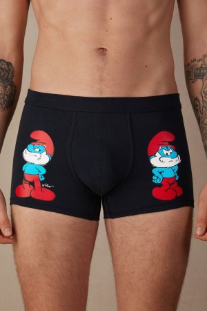 Boxer Intimissimi Papa Smurf in Stretch Supima® Bawełniane Męskie Niebieskie | PL3410PQ