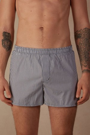Boxer Intimissimi Print Detailed Męskie Białe Niebieskie | PL3430GL