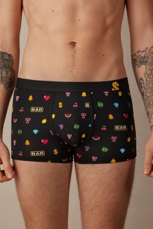 Boxer Intimissimi Slot Machine in Stretch Supima® Bawełniane Męskie Czarne | PL3435PQ
