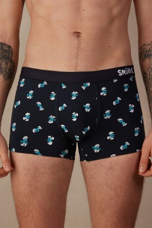 Boxer Intimissimi Smurf in Stretch Supima® Bawełniane Męskie Niebieskie | PL3409AP