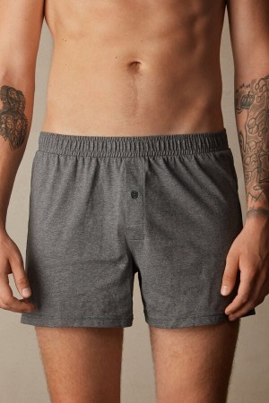 Boxer Intimissimi Solid Color Bawełniane Jersey Relaxed Fit Męskie Jasny Szare | PL3453KI