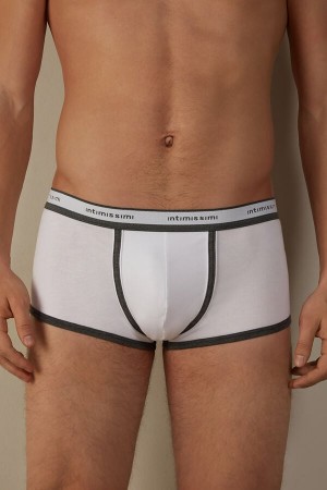 Boxer Intimissimi Stretch Supima® Bawełniane Shorts with Logo Detail Męskie Białe Jasny Szare | PL3485SO