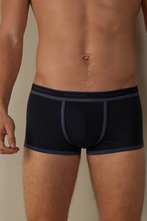 Boxer Intimissimi Stretch Supima® Bawełniane Shorts with Logo Detail Męskie Niebieskie | PL3466YU