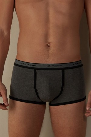 Boxer Intimissimi Stretch Supima® Bawełniane Shorts with Logo Detail Męskie Jasny Szare Czarne | PL3465UT