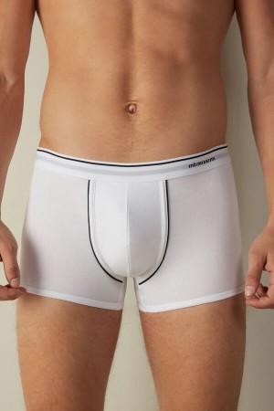 Boxer Intimissimi Supima® Bawełniane Męskie Białe Niebieskie | PL3478SO