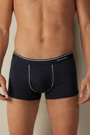 Boxer Intimissimi Supima® Bawełniane Męskie Niebieskie Białe | PL3458FM