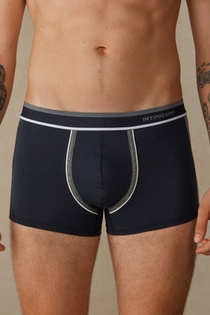 Boxer Intimissimi Two-tone in Stretch Supima® Bawełniane Męskie Niebieskie Jasny Szare | PL3484DN