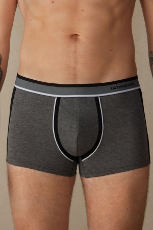 Boxer Intimissimi Two-tone in Stretch Supima® Bawełniane Męskie Jasny Szare Czarne | PL3475GL