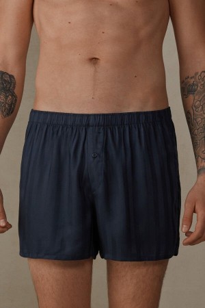 Boxer Intimissimi Woven Modal Męskie Ciemny Niebieskie | PL3446NB