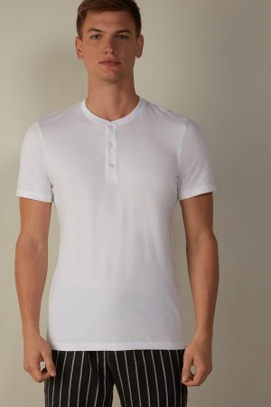 Koszulki Intimissimi Krótkie-Sleeved Supima® Bawełniane Męskie Białe | PL3065MA