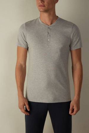 Koszulki Intimissimi Krótkie-Sleeved Supima® Bawełniane Męskie Głęboka Szare | PL3064QZ