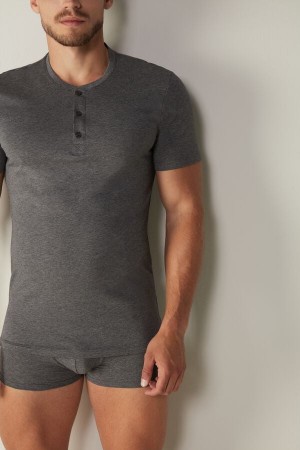 Koszulki Intimissimi Krótkie-Sleeved Supima® Bawełniane Męskie Jasny Szare | PL3063WY