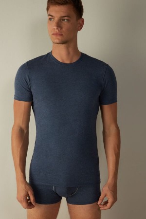 Koszulki Intimissimi in Stretch Supima® Bawełniane Męskie Niebieskie | PL3051FM