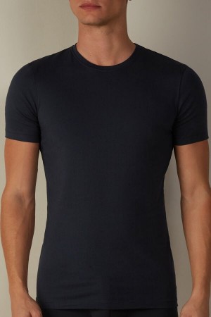 Koszulki Intimissimi in Stretch Supima® Bawełniane Męskie Niebieskie | PL3048HK