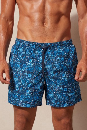 Kąpielówki Intimissimi Blue Paisley Print Męskie Niebieskie | PL3302ZG