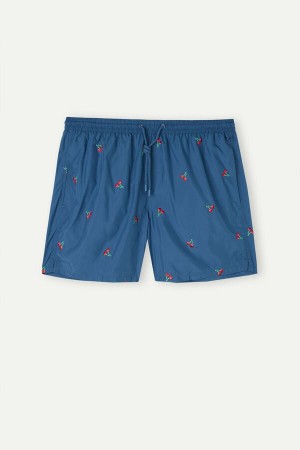 Kąpielówki Intimissimi Embroidered Cherry Męskie Niebieskie Różowe | PL3309DN
