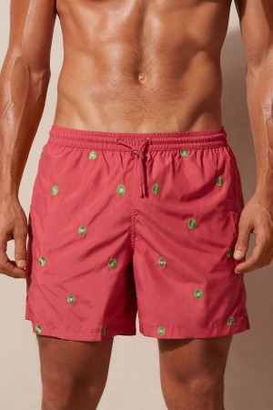 Kąpielówki Intimissimi Embroidered Kiwi Męskie Ciemny Różowe | PL3319EX