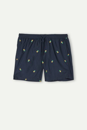 Kąpielówki Intimissimi Embroidered Pineapple Męskie Niebieskie | PL3311AP