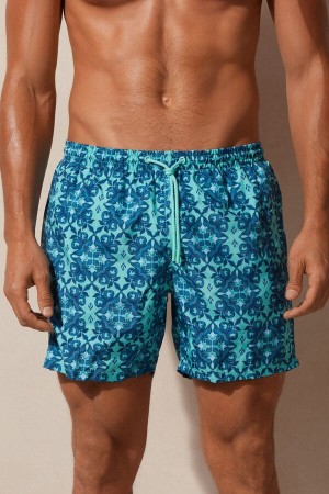 Kąpielówki Intimissimi Light Blue Moroccan Print Męskie Głęboka Turkusowe Zielone | PL3305JJ