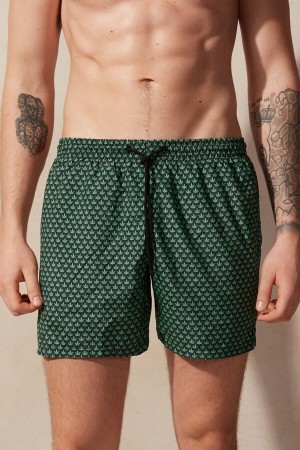 Kąpielówki Intimissimi Micro Leaf Print Męskie Czarne | PL3292RW