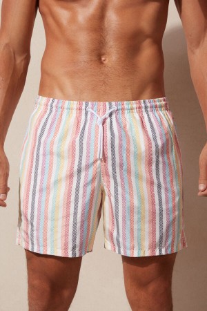 Kąpielówki Intimissimi Multicolor Stripe Print Męskie Kolorowe | PL3296MA
