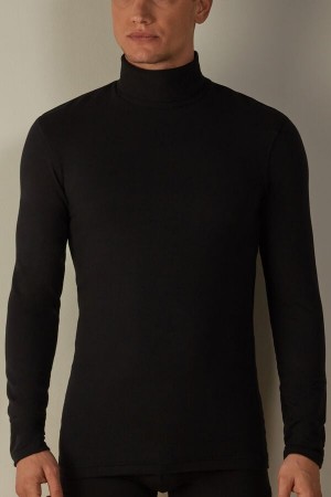 Long Sleeve Intimissimi High-Neck Modal-Cashmere Top Męskie Czarne | PL3116LH
