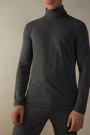 Long Sleeve Intimissimi High-Neck Modal-Cashmere Top Męskie Jasny Szare | PL3106EX