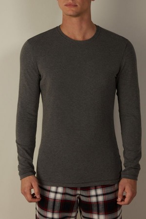 Long Sleeve Intimissimi Modal-Cashmere Top Męskie Jasny Szare | PL3107WY