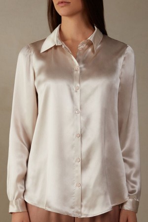 Long Sleeve Intimissimi Silk Shirt Damskie Różowe | PL4241AP
