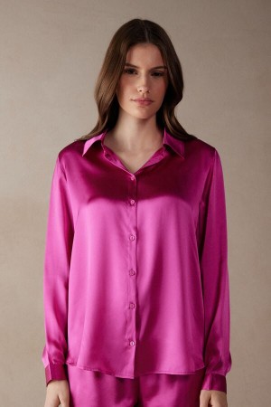 Long Sleeve Intimissimi Silk Shirt Damskie Różowe | PL4224QZ