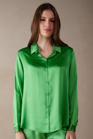 Long Sleeve Intimissimi Silk Shirt Damskie Mięta | PL4221RW